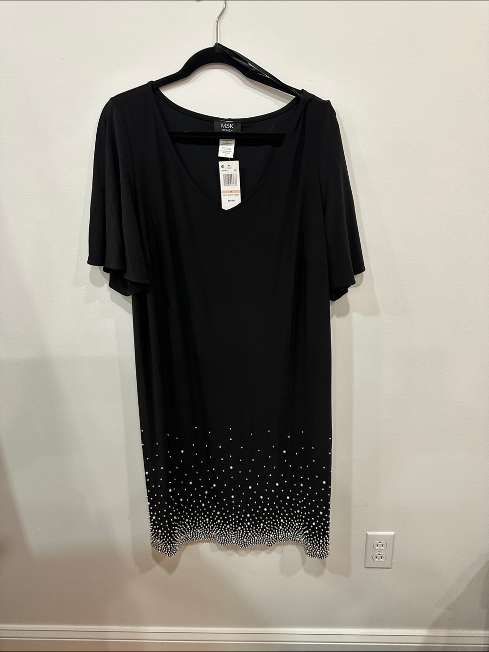 MSK Black Dress with Silver Embellished Hem